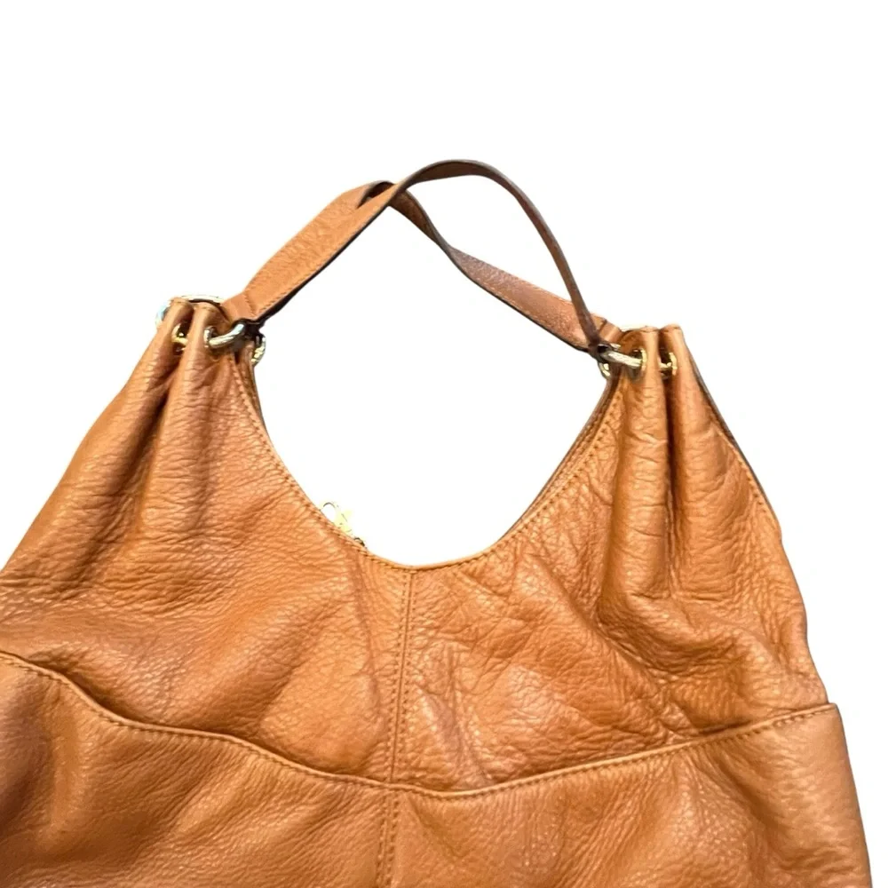 MICHAEL Michael Kors Tan Gold Leather Large Layton Hobo Bag Zippered BOHO Preppy - Picture 15 of 16